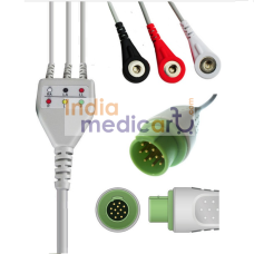 SIEMENS 3 Lead ECG Cable Button Type